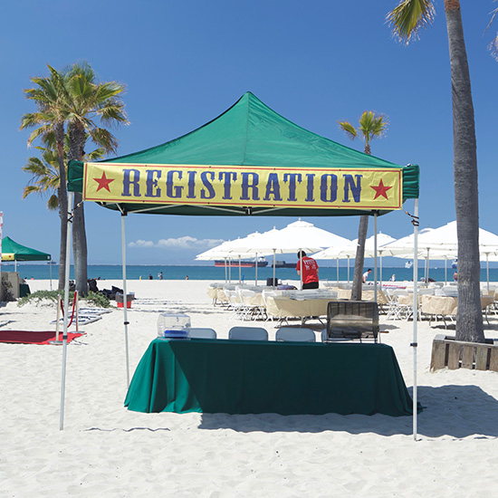 Picnic Registration Area at Auto Part Company Picnic in Los Angeles