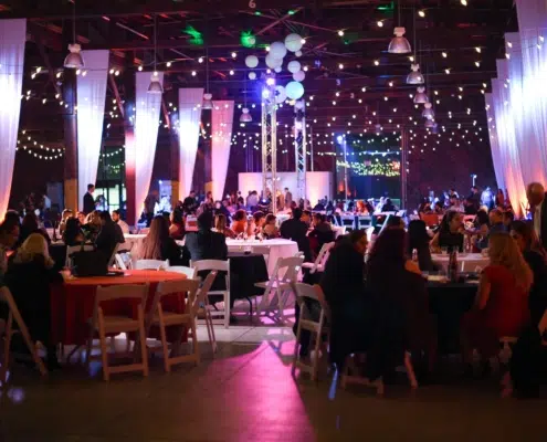 Company Christmas Party Design with Decor, Lighting, Truss and Drapes