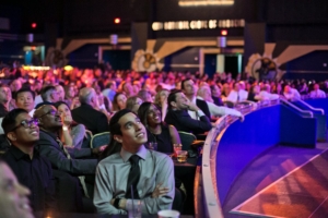 Crowd Smiling st Staged Performances for TowerJazz 1-Billion Milestone Party