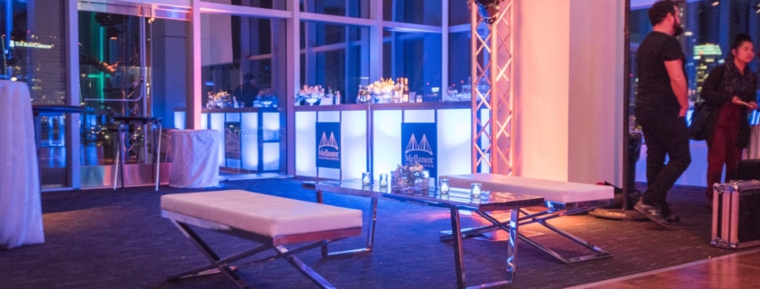 White Lounge Furniture with Illuminated Tables