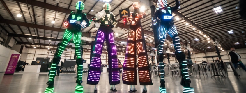LED Stilt Walking Robots for Company Meeting Kick Off Party LED Stilt Walking Robots for Company Meeting Kick Off Party