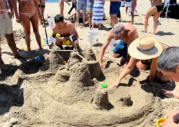 Team Building Sandcastle Contest at Kern Pharma's Incentive Picnic at Will Rogers State Beach