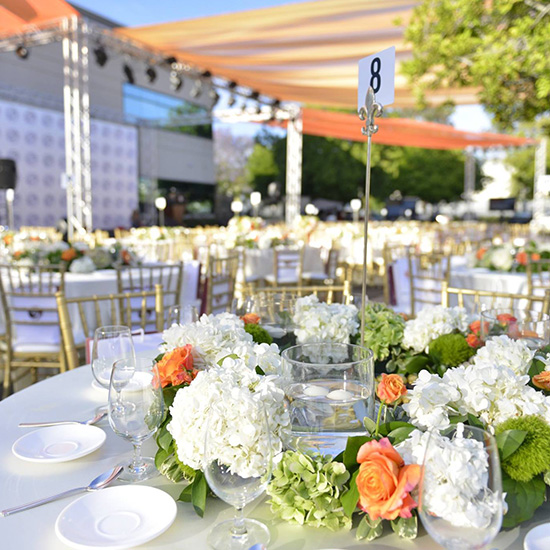 Dining Table Decor and Floral Arrangement Event Design for Phoenix TV Anniversary Party in Los Angeles