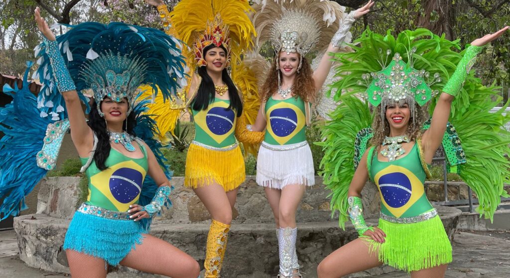 Costumed Samba Dance Performance Artists During Bobrick's Rio de Janeiro Carnival Company Picnic in Montecillo de Leo Politi Park in LA